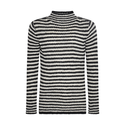 Shop Dries Van Noten White And Black Wool And Cashmere Sweater In White-black