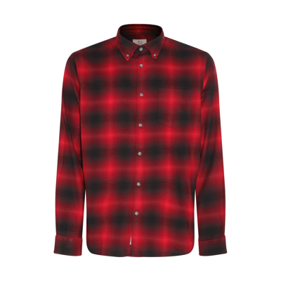 Shop Woolrich Red Cotton Flannel Shirt