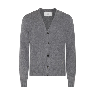 Shop Ami Alexandre Mattiussi Grey Cashmere And Wool Melange Cardigan