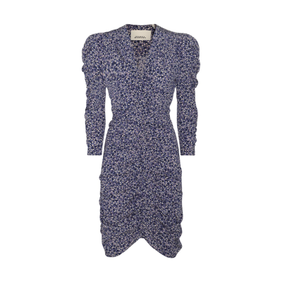 Shop Isabel Marant Blue And White Silk Blend Celina Dress