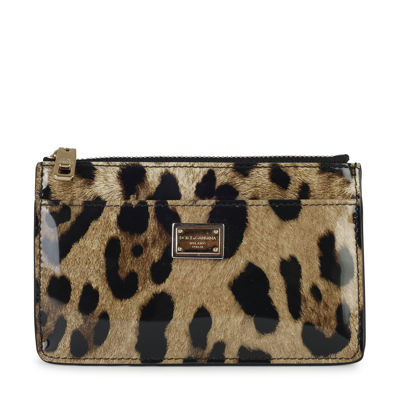 Shop Dolce & Gabbana Leopard Print Leather Card Holder