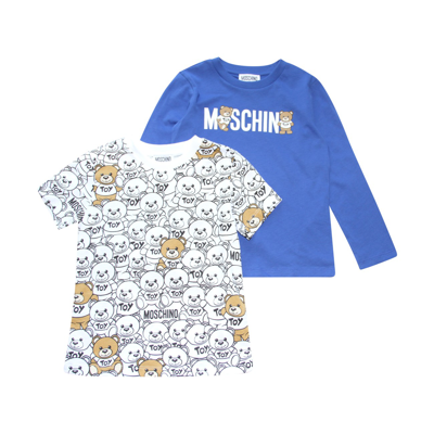 Shop Moschino Surf Blue Cotton Two Pack T-shirt