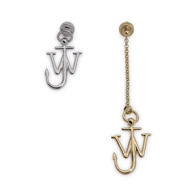 Shop Jw Anderson Silver-tone And Gold-tone Metal Earrings In Silver/gold