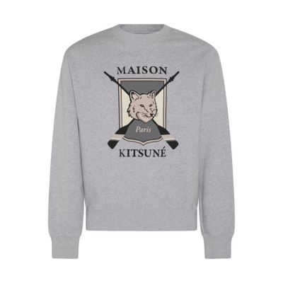 Shop Maison Kitsuné Light Grey Cotton College Fox Sweatshirt In Light Grey Melange