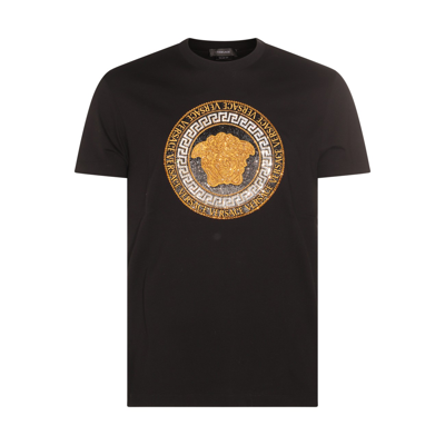 Shop Versace Black Cotton Medusa T-shirt