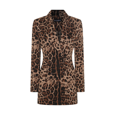 Shop Dolce & Gabbana Beige And Black Blazer In Leopard