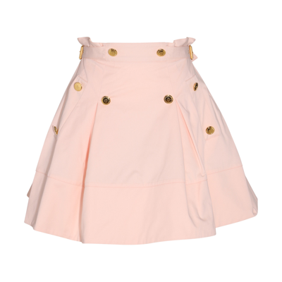 Shop Elisabetta Franchi Pink Porcelain Cotton Skirt In Porcellana