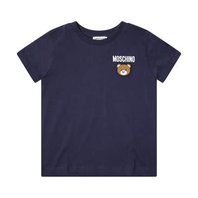 Shop Moschino Blue Navy Bear Cotton T-shirt