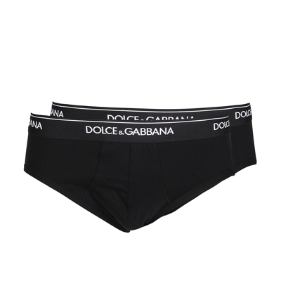 Shop Dolce & Gabbana Black And White Cotton Brief Set