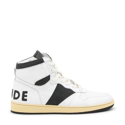 Shop Rhude White Leather Rhecess Sneakers In White/black