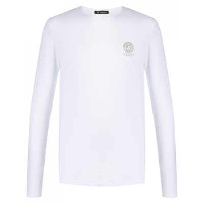 Shop Versace White Cotton Blend T-shirt In Bianco Ottico