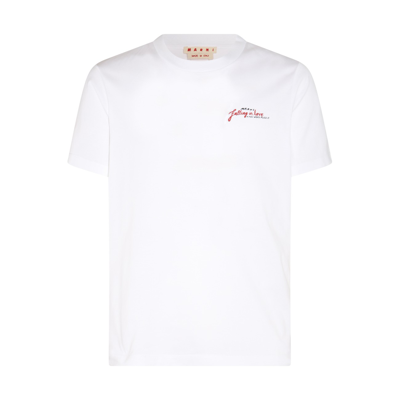 Shop Marni White Cotton Wordsearch Print T-shirt In Lily