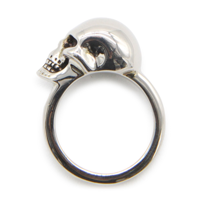Shop Alexander Mcqueen Brass Side Skull Ring In Ottone
