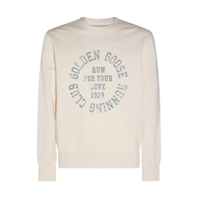 Shop Golden Goose White Cotton Logo Print Sweatshirt