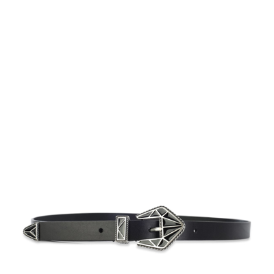 Shop Isabel Marant Black Leather Coraline Belt In Black/silver