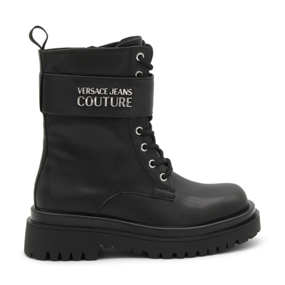 Shop Versace Jeans Couture Black Faux Leather Boots