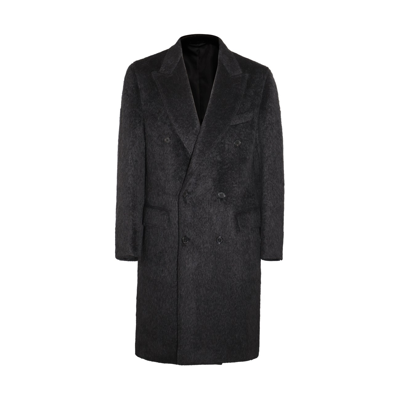 Shop Brioni Dark Grey Alpaca Coat