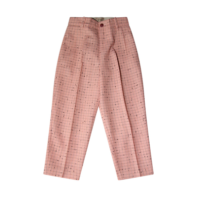 Shop Gucci Pink Wool Check Damier Pants