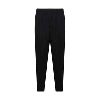 Shop Dries Van Noten Navy Wool Pinstripe Pants