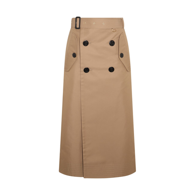 Shop Sacai Beige Cotton Wrap Skirt