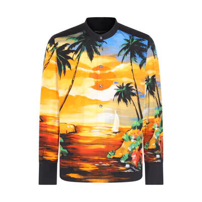 Shop Dolce & Gabbana Black Multicolour Cotton Shirt In Hawaii