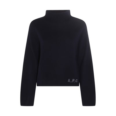 Shop Apc Dark Navy Wool Knitwear In Dark Navy/ecru