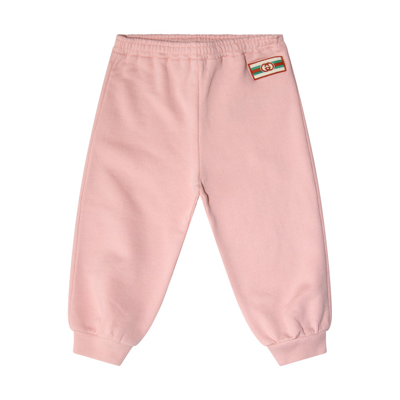Shop Gucci Smooth Pink Cotton Track Pants In Smooth Pink/mix