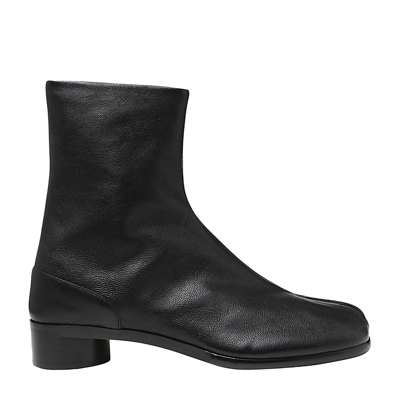 Shop Maison Margiela Black Leather Tabi Boots
