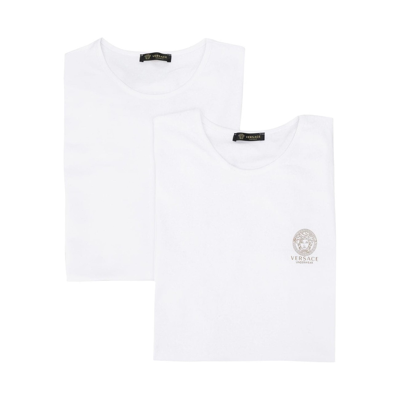 Shop Versace White Cotton Two Pack T-shirts