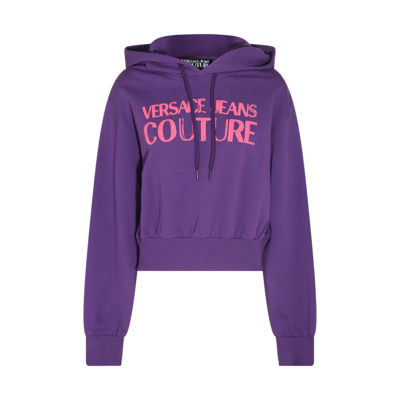 Shop Versace Jeans Couture Violet Cotton Sweatshirt
