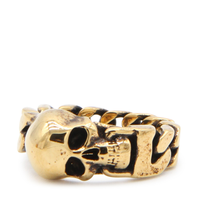Shop Alexander Mcqueen Gold-tone Metal Skull Ring