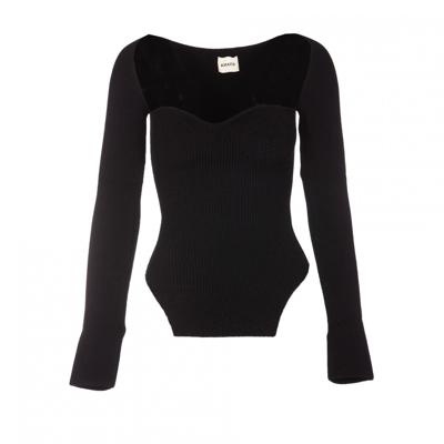 Shop Khaite Black Viscose Blend Maddy Knitwear