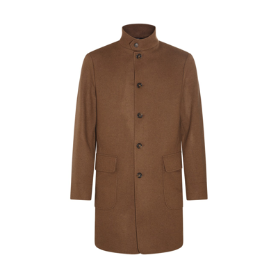 Shop Loro Piana Chamois Brown Cashmere Coat In Chamois Brown/black-