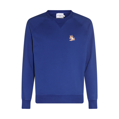 Shop Maison Kitsuné Blue Cotton Fox Sweatshirt