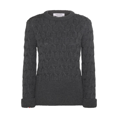 Shop Thom Browne Med Grey Wool Sweater