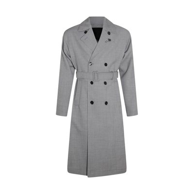 Shop Lardini Grey Wool Coat