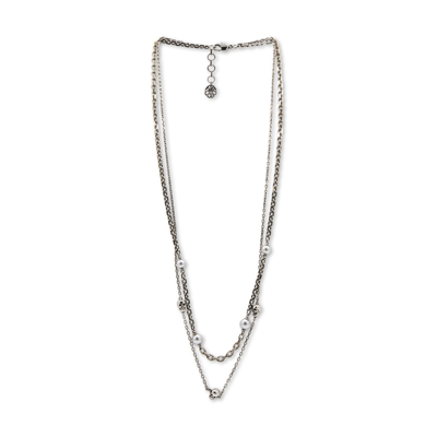 Shop Alexander Mcqueen Silver Metal Tone Pendant Necklace In Ottone/perla