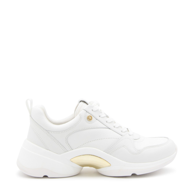Shop Michael Michael Kors Optic White Leather Orion Trainer Sneakers