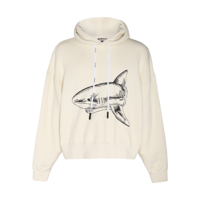 Shop Palm Angels Cream White Cotton Broken Shark Sweatshirt In Butter