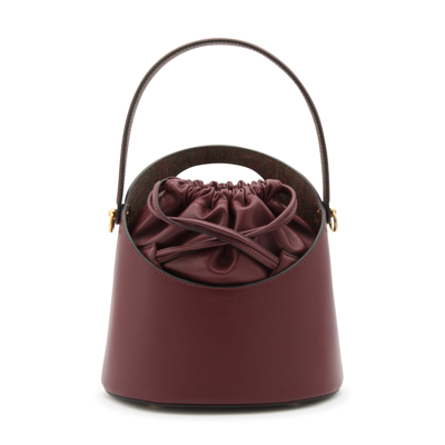 Shop Etro Bordeaux Leather Saturno Satchel Bag