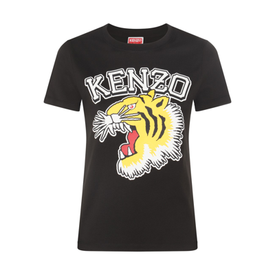 Shop Kenzo Black Multicolour Cotton Tiger Varsity T-shirt
