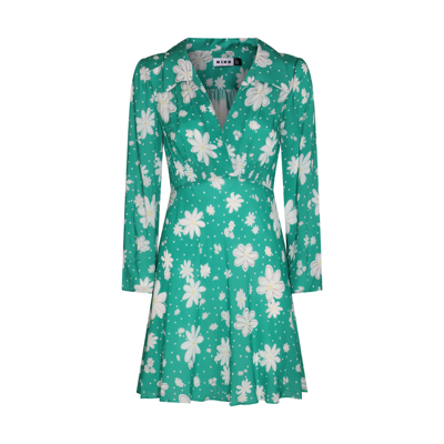 Shop Rixo London Green Dress In Green Polka Dot Daisy