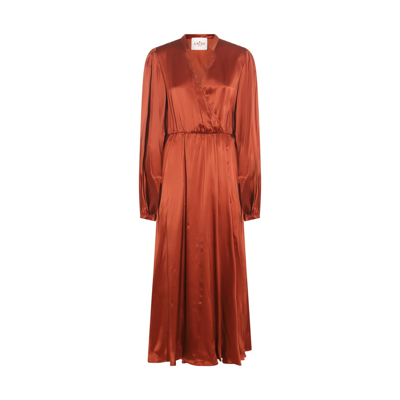 Shop Cri.da Bronze Satin Matera Long Dress