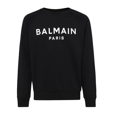 Shop Balmain Black And White Cotton Sweatshirt