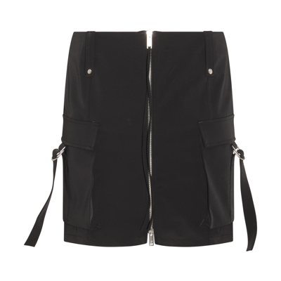 Shop Blumarine Black Denim Stretch Mini Zipped Skirt In Nero