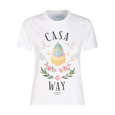 Shop Casablanca White Multicolour Cotton Casa Way T-shirt