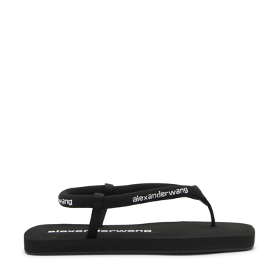 Shop Alexander Wang Black Nylon Logo Flip Flops Sandals