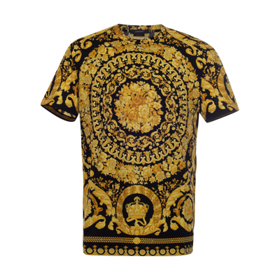 Shop Versace Black And Gold Cotton Baroque T-shirt In Black-gold