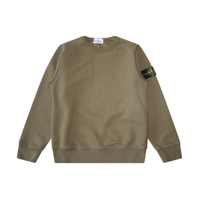 Shop Stone Island Military Green Cotton Sweatshirt