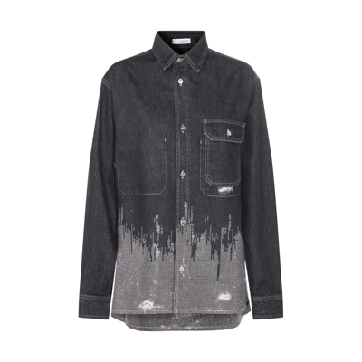 Shop Jw Anderson Dark Grey Cotton Denim Shirt Jacket In Grey/silver